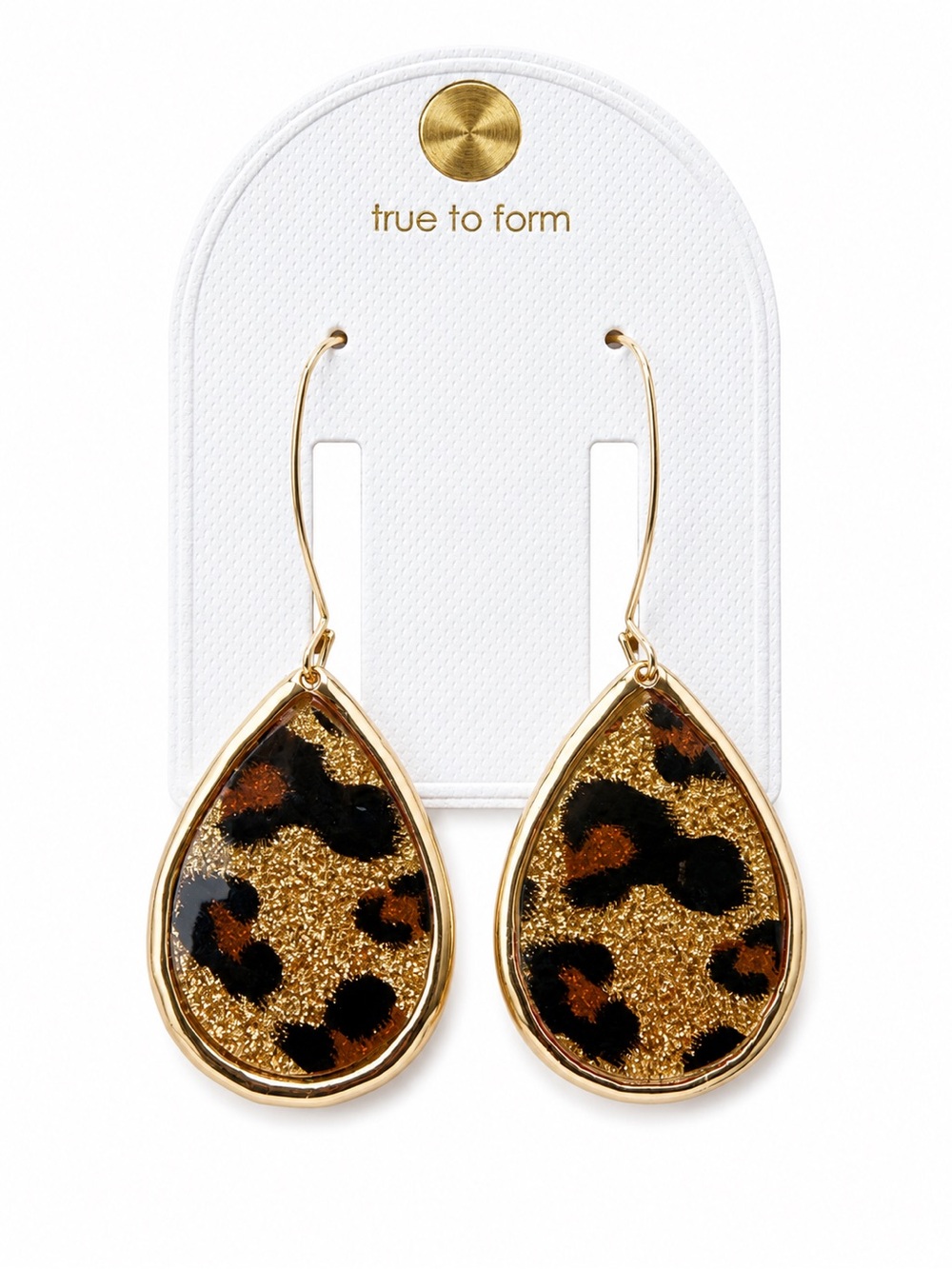 True to Form Gold Leopard Teardrop Earrings